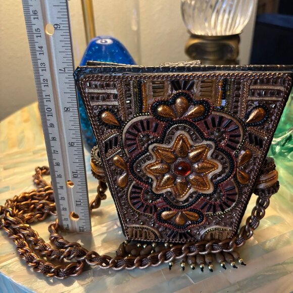 Handmade Beaded Mini Crossbody Bag Chain Strap Philippines Boho Chic Unique VTG - Picture 11 of 13